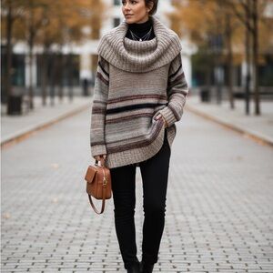 Mossimo Supply Co. Multicolor Cowl Neck Sweater  Hanger 2